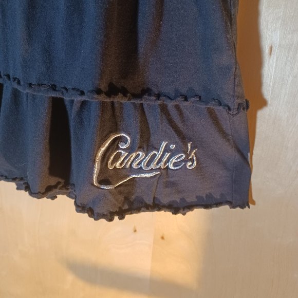 CANDIE'S VINTAGE 2PC Black Silver Trim Ruffle Babydoll Slip & Panty Set_Large - Picture 9 of 10